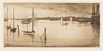 Clements, Gabrielle D. (1858-1948) Four Etchings with drypoint of Newport, Rhode Island.